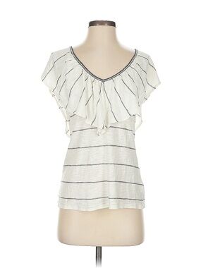 Splendid Striped Cream Ruffle V-Neck Women's Camisole in Supima Cotton